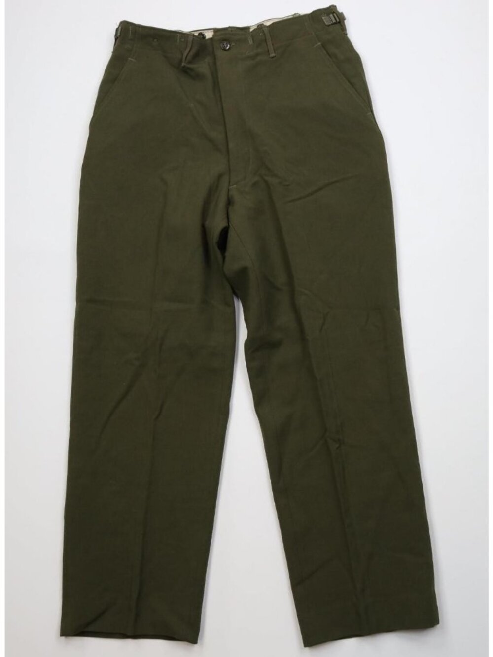 Vintage 50s Korean War Mens Medium OG108 Serge Wool Wide Leg Pants Green USA